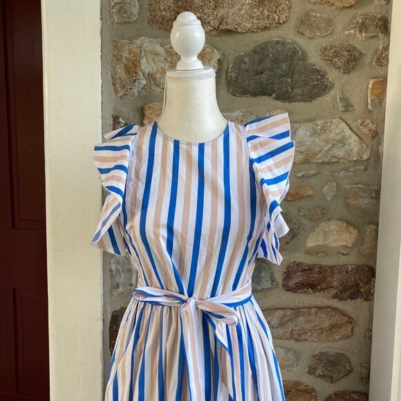 NWT Kate Spade New York stripe poplin cap-sleeve midi dress Womens 4 - Picture 5 of 12